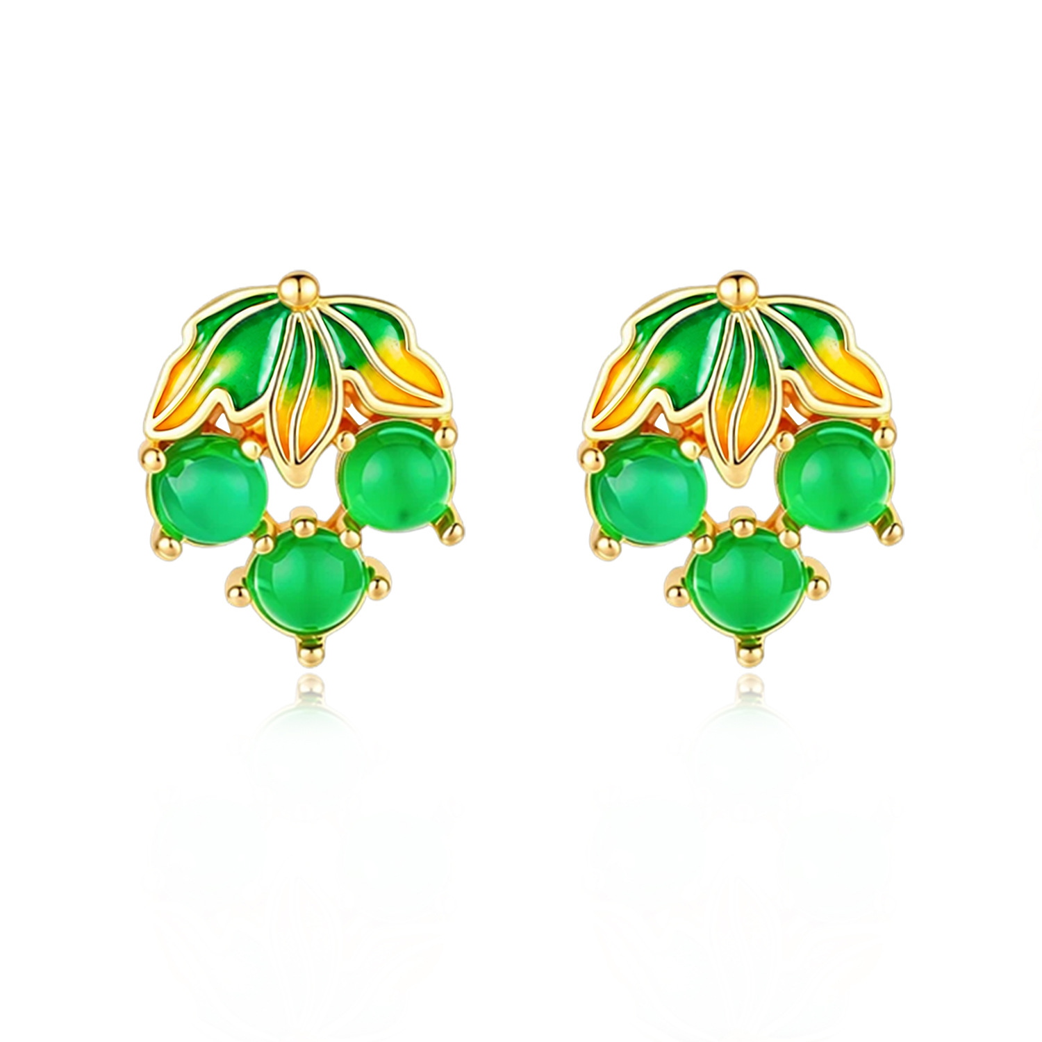 Earrings - Kolczyki w kształcie winogron z jadeitu