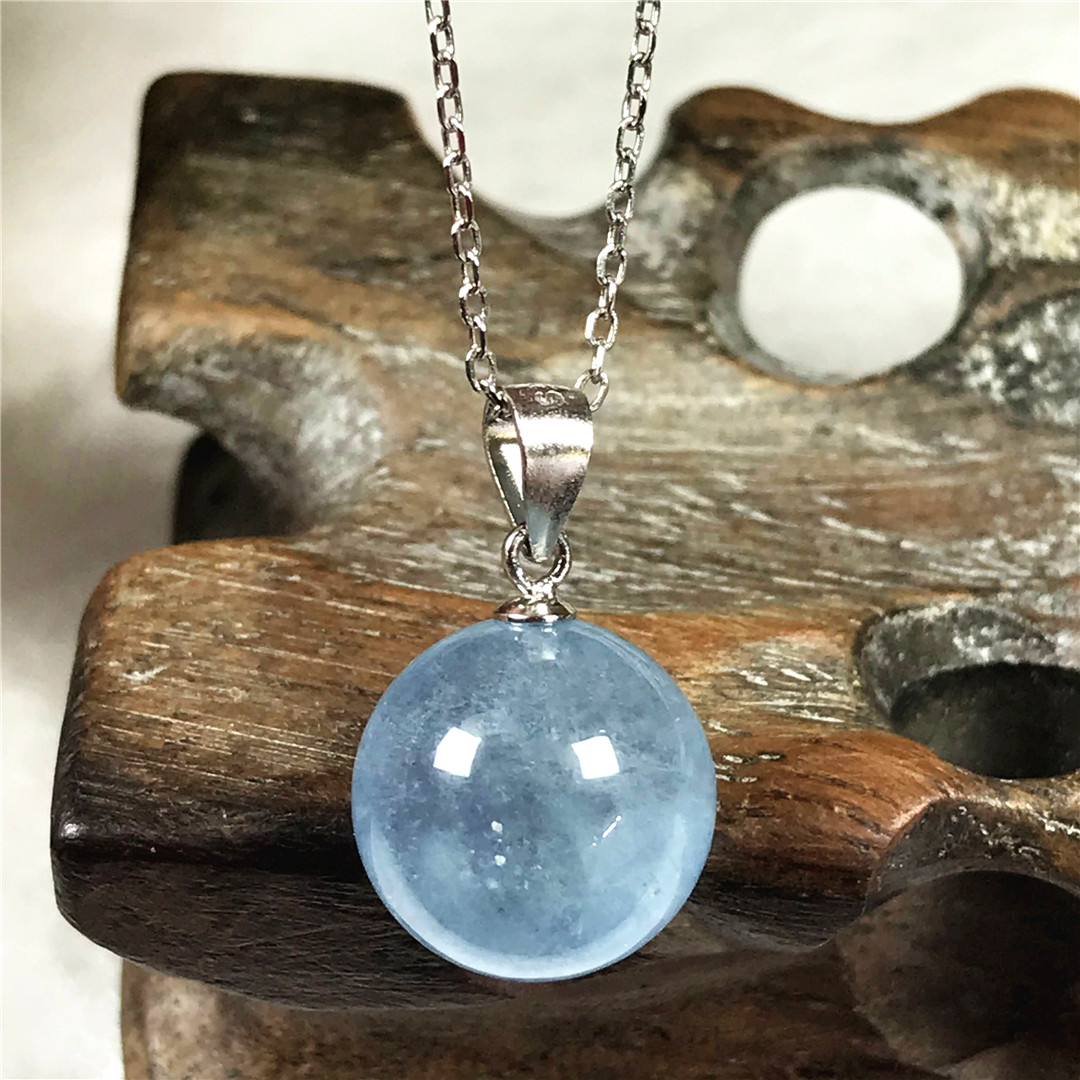 925 Sterling Silver Chain Necklace Men - 13mm naturalny niebieski akwamaryn naszyjnik dla