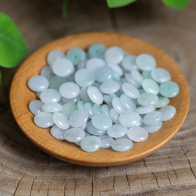 Bracelets - 10 szt. Naturalny Szmaragdowy Biały Jadeit