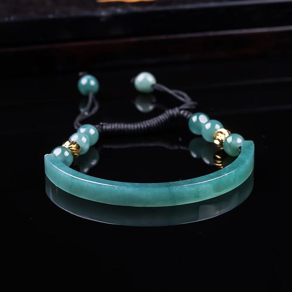 Bracelets - Bransoletka z jadeitu birmańskiego, rzeźbione kamienie