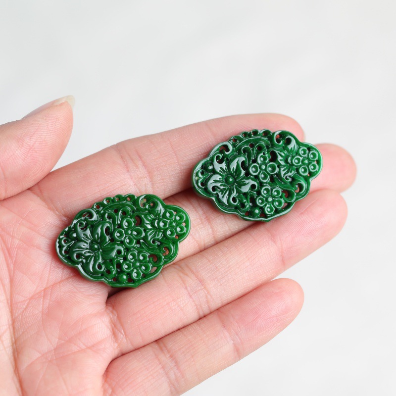 Earrings - 2 szt. Naturalny Jadeit Suchy Cyjan