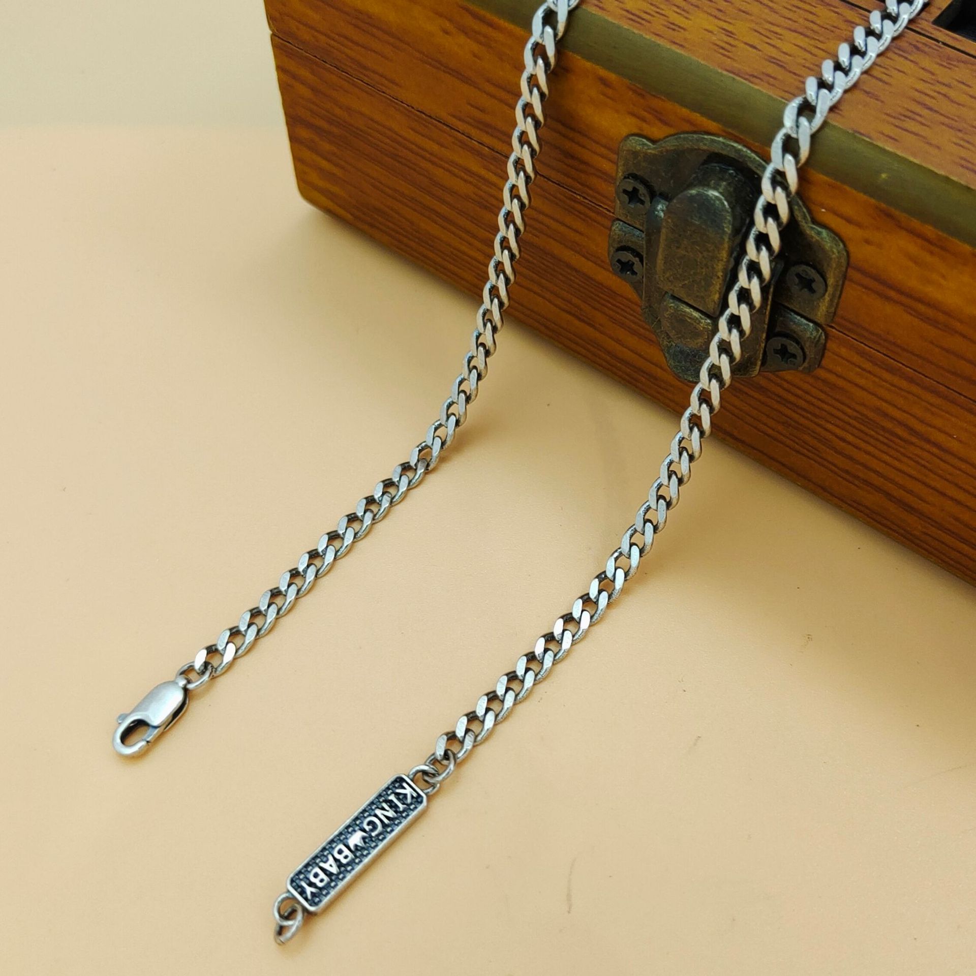 925 Sterling Silver Chain Necklace Men - Modny naszyjnik z łańcuszkiem z srebra