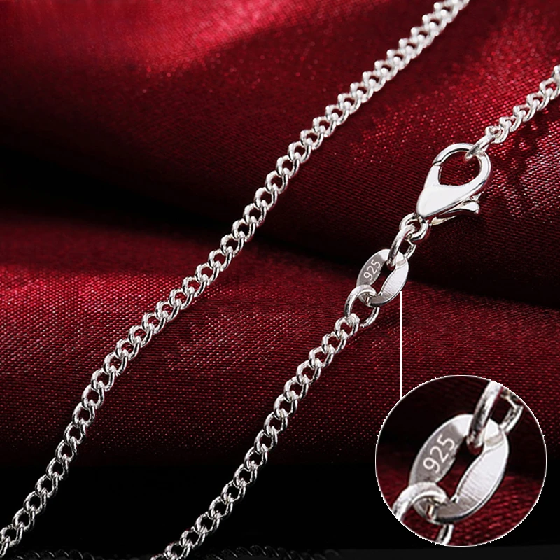 925 Sterling Silver Chain Necklace Men - 925 Sterling Silver 40-75CM LONG 2mm