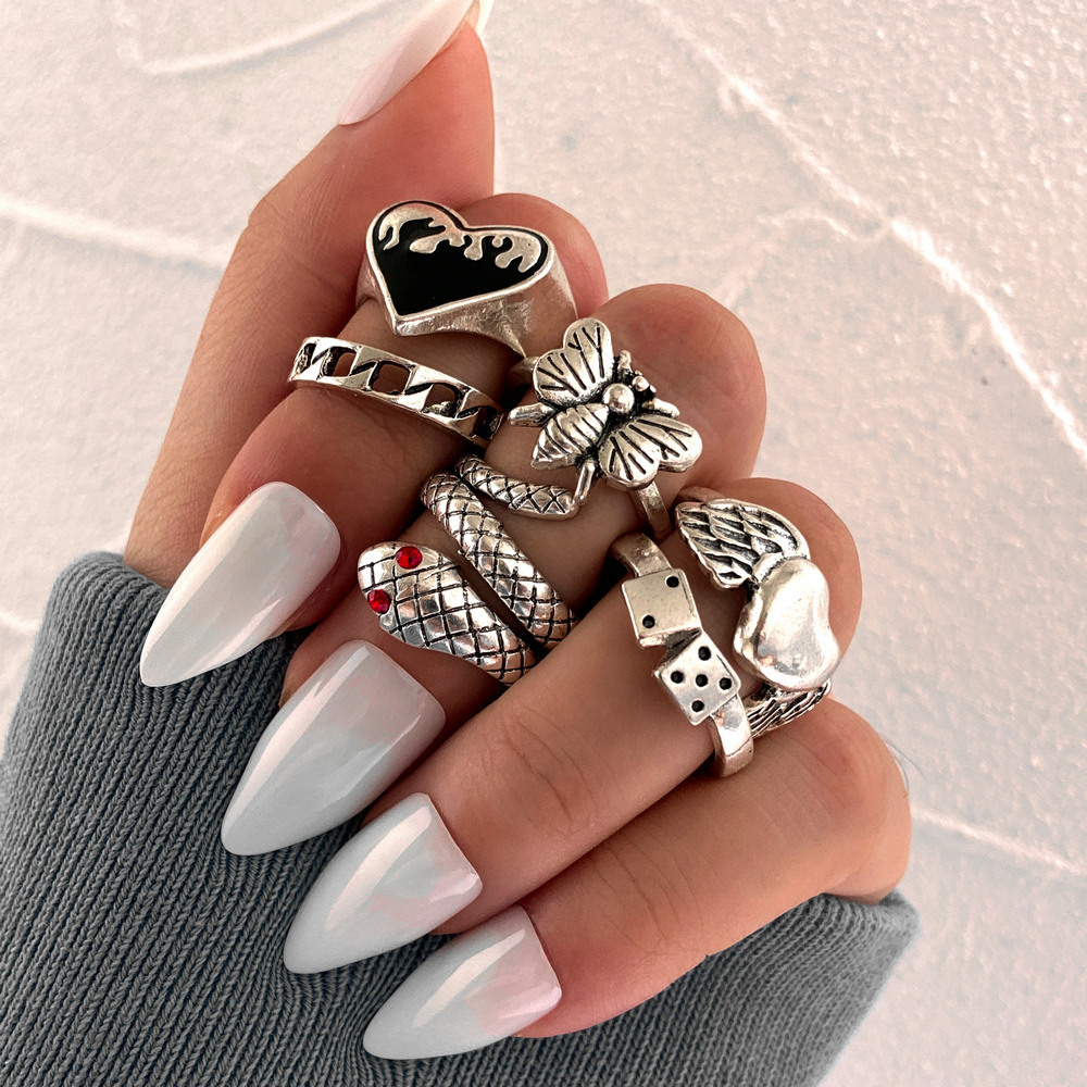 Vintage Punk Knuckle Rings Set - Zestaw 6 pierścieni w stylu vintage