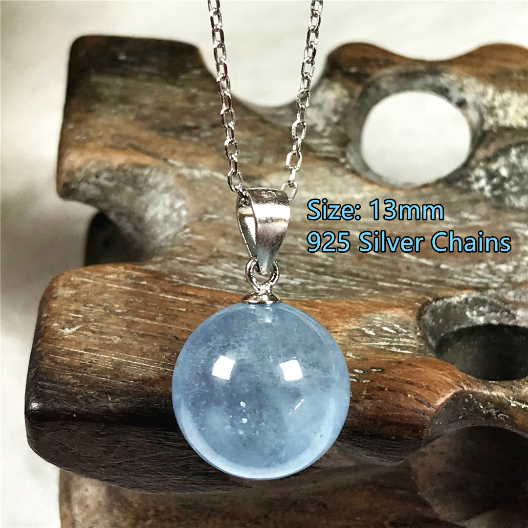 13mm naturalny niebieski akwam – 925 Sterling Silver Chain Necklace Men recenzja i cena