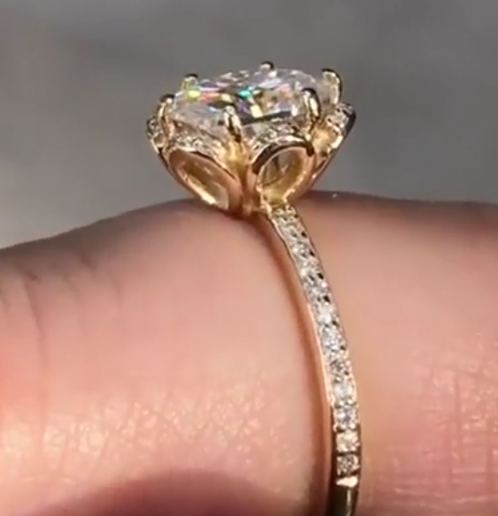 Pierścionek damski z moissanit – Moissanite Engagement Ring 1 Carat recenzja i cena