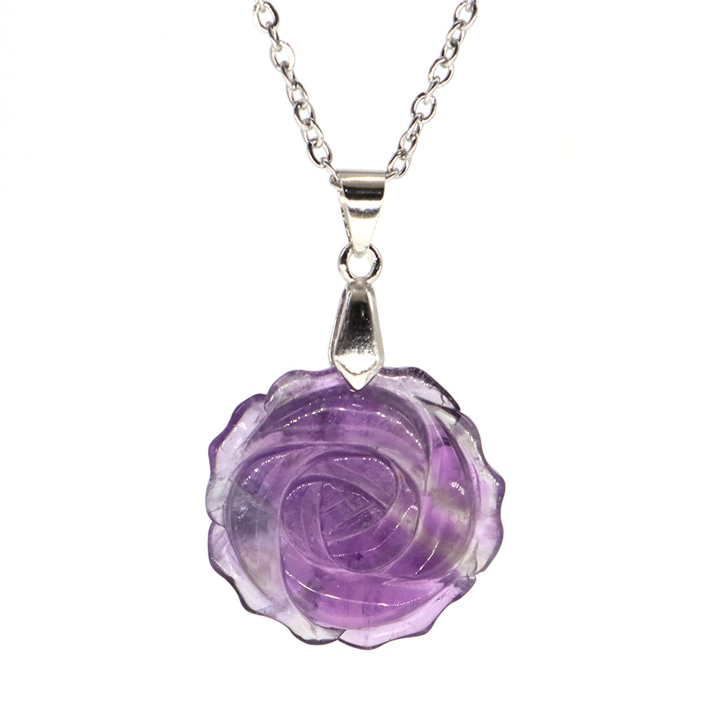 1'' Róża z Kamienia Naturalneg – Crystal Pendant Necklace Natural Stone recenzja i cena