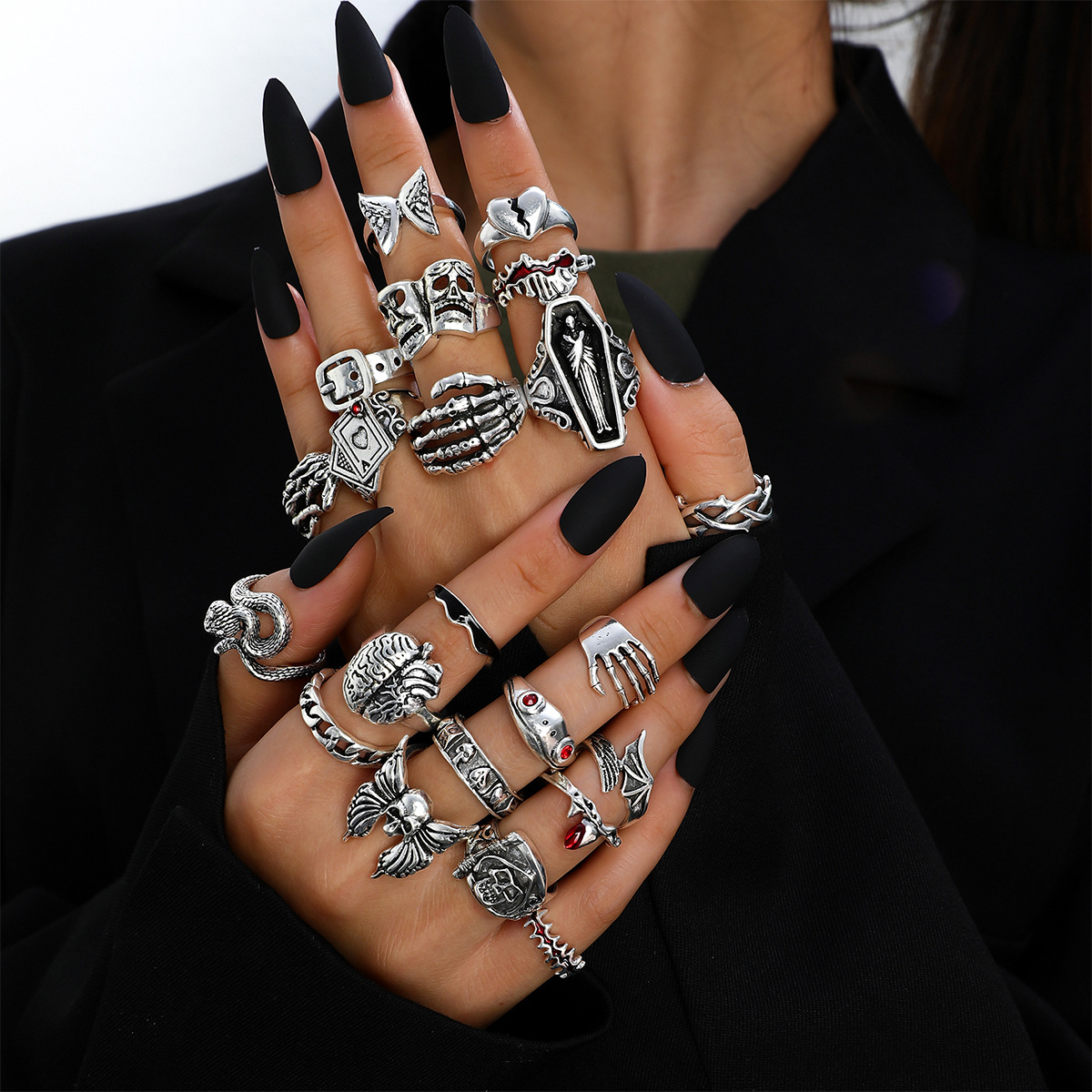 23 szt. Punkowe geometryczne p – Vintage Punk Knuckle Rings Set recenzja i cena
