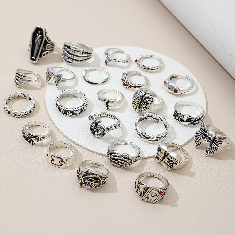 23 szt. Punkowe geometryczne p – Vintage Punk Knuckle Rings Set recenzja i cena