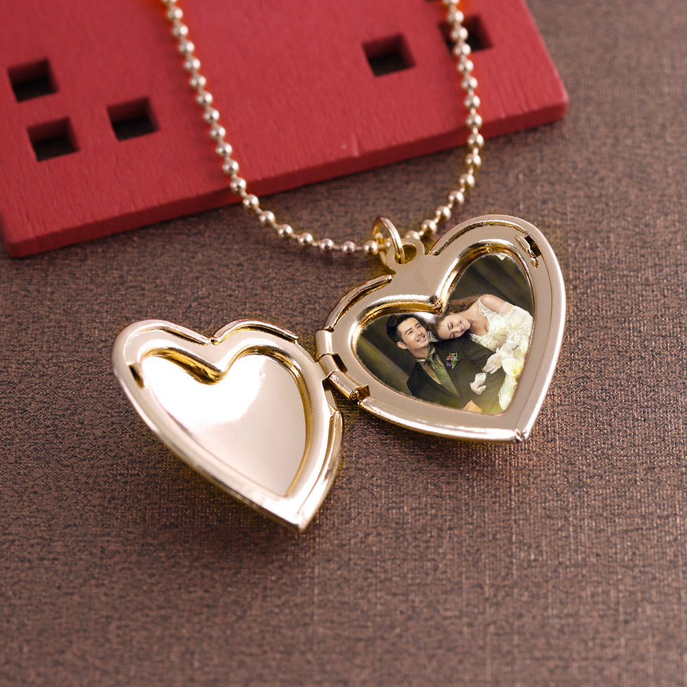 HOOH 1PC w kształcie serca prz – Heart Locket Necklace Photo recenzja i cena