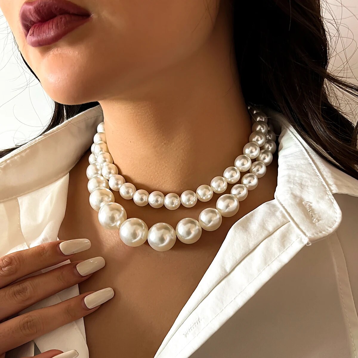 2 sztuk/zestaw przesadzone duż – Pearl Choker Necklace Vintage recenzja i cena