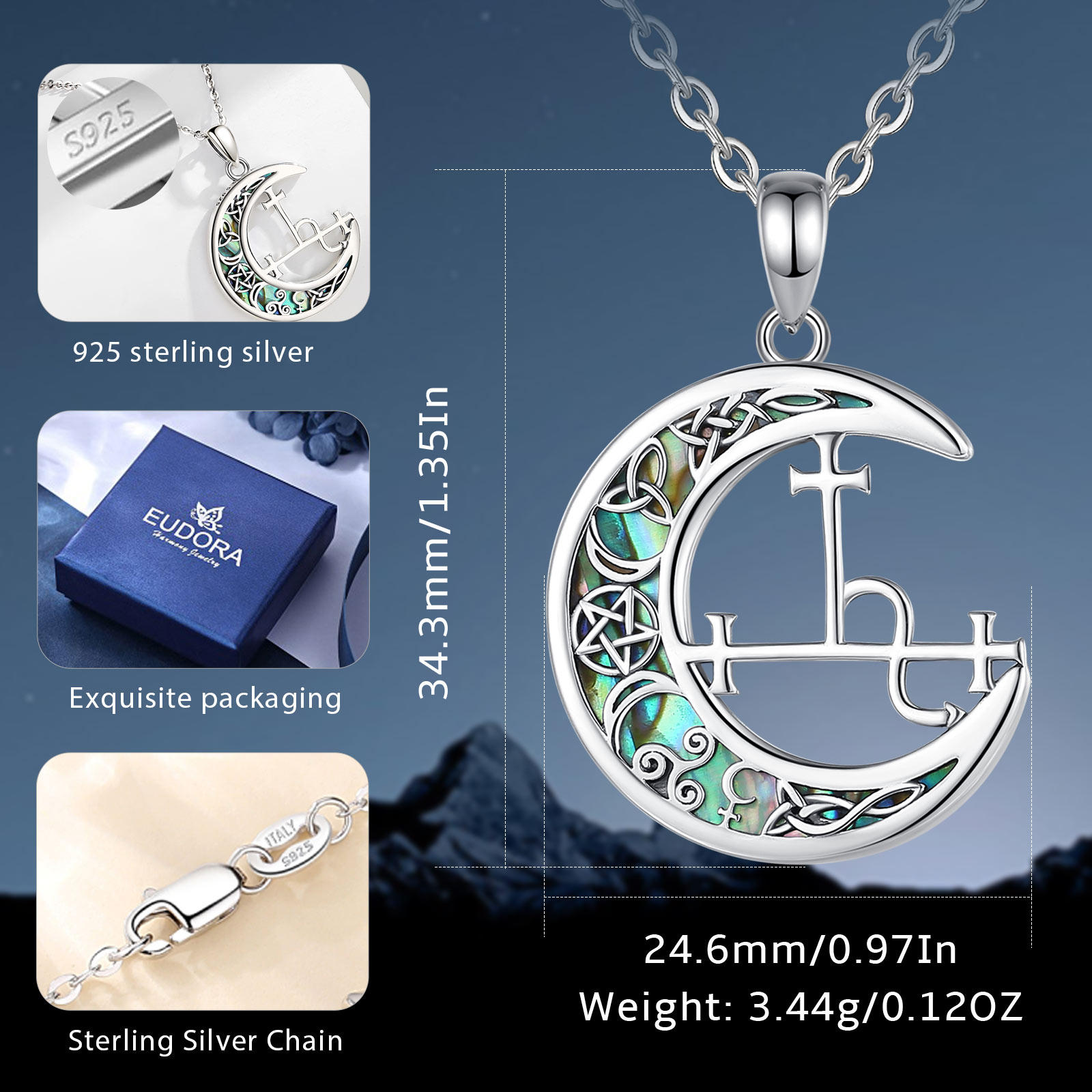 Eudora 925 Sterling Silver Lil – 925 Sterling Silver Chain Necklace Men recenzja i cena