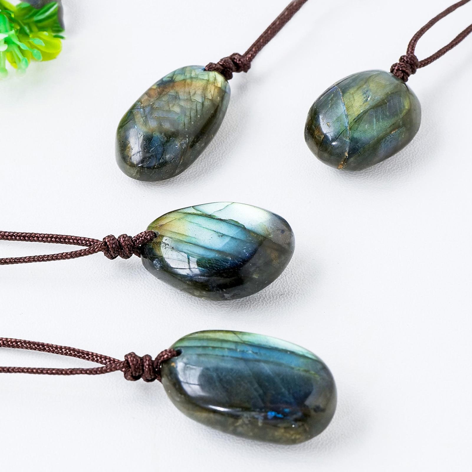 Naturalne naszyjniki z labrado – Crystal Pendant Necklace Natural Stone recenzja i cena