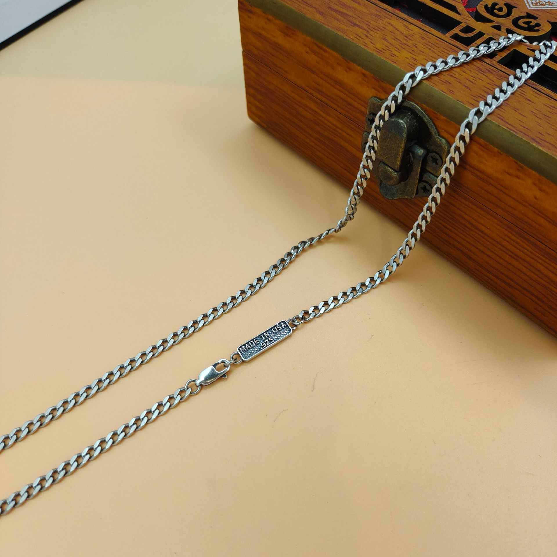 Modny naszyjnik z łańcuszkiem  – 925 Sterling Silver Chain Necklace Men recenzja i cena