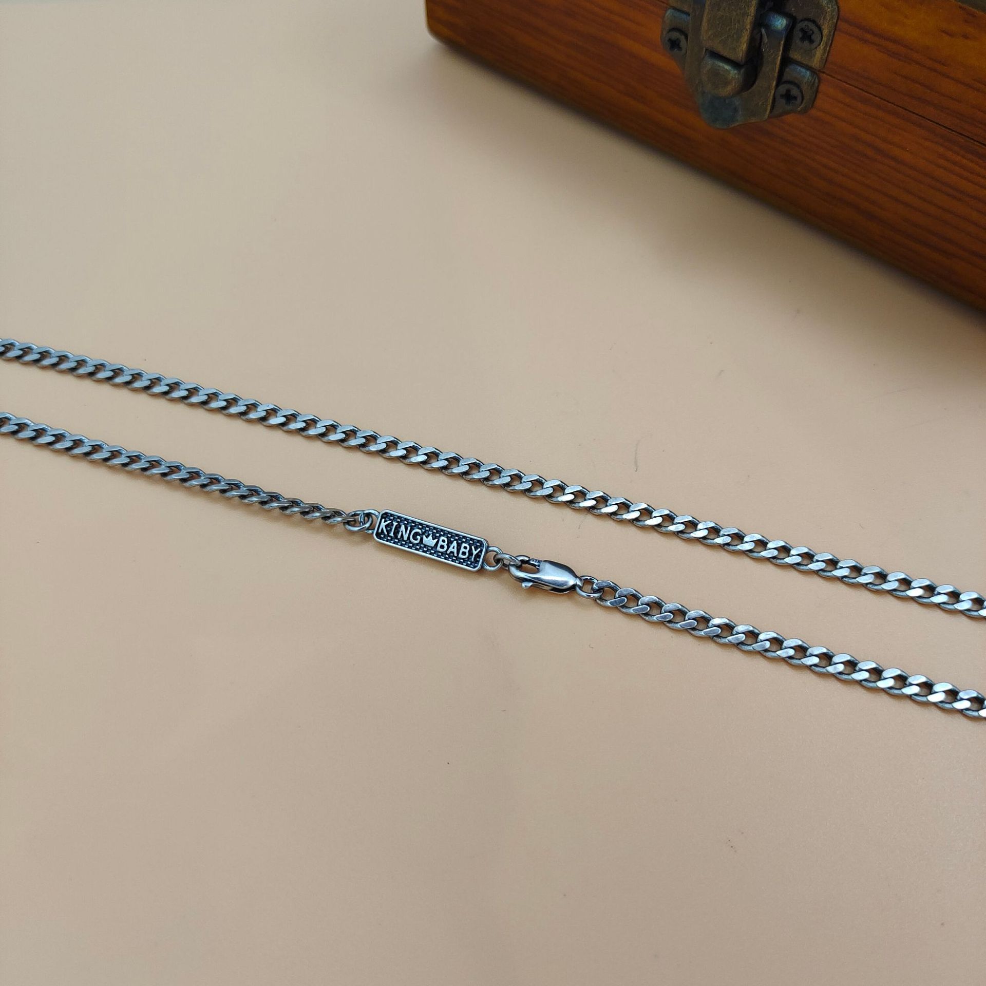 Modny naszyjnik z łańcuszkiem  – 925 Sterling Silver Chain Necklace Men recenzja i cena