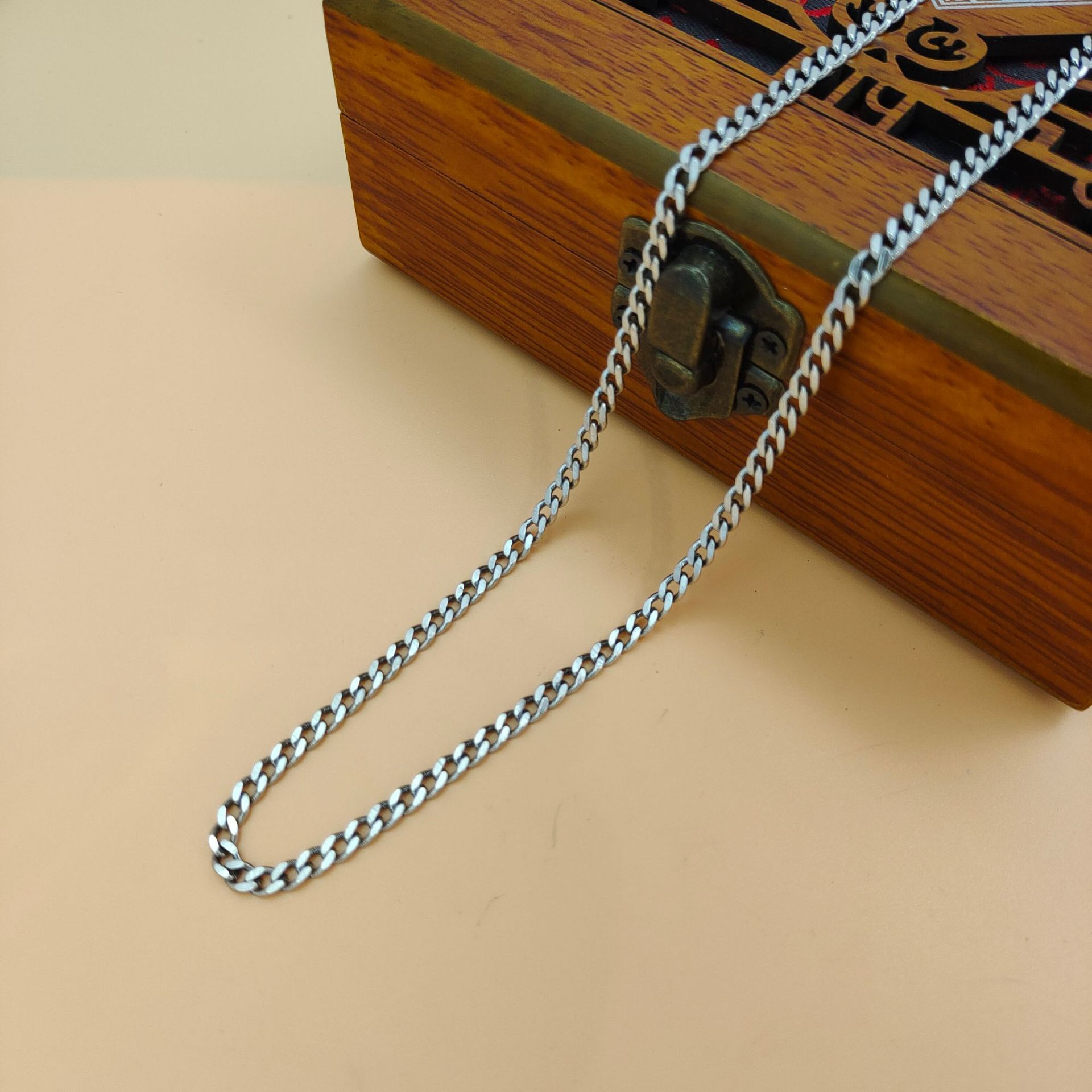 Modny naszyjnik z łańcuszkiem  – 925 Sterling Silver Chain Necklace Men recenzja i cena